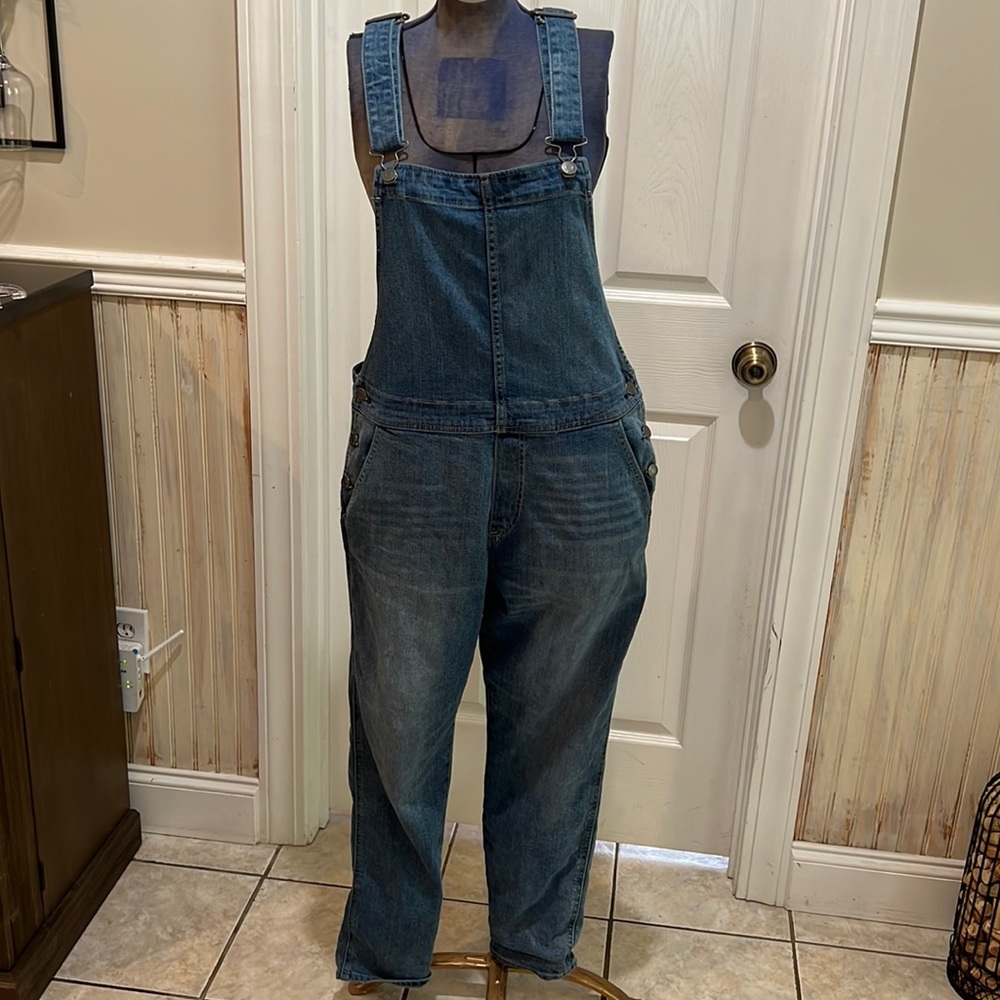 Cute, Gap overalls in a medium wash.